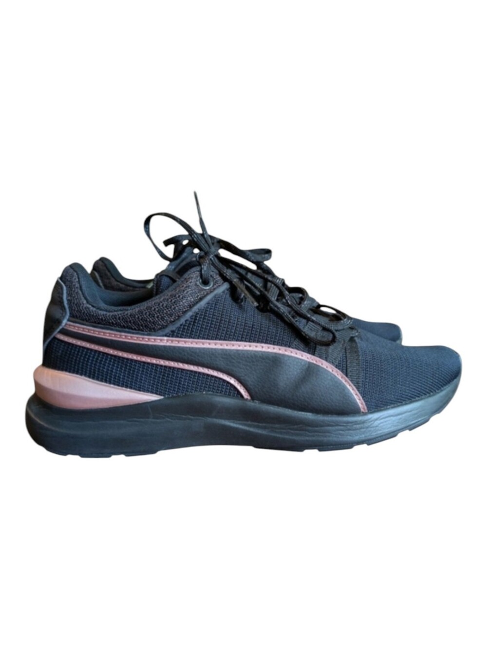 Puma Black Knit Metallic Pink Running Shoes Women's US Size 7